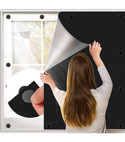 Store Occultant Thermique Sans Perçage 300x147 Cm - Noir, Isolation Lumière Et Chaleur, Attaches Adhésives - Pour Chambre, Bureau, Fenêtre De Toit