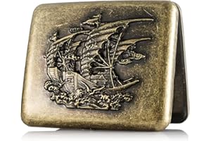 OHAODUO Papierośnica w stylu retro, vintage, metalowa, na 20 papierosów, ze stali nierdzewnej, 20 papierosów, dla mężczyzn, kobiet, mężczyzn (yi fan))