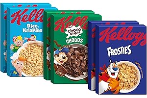 ‎KELLOGG'S Kellogg’s Cerealien & Cornflakes Mix – je 2x Kellogg's Choco Krispies Chocos, Frosties & Rice Krispies – ohne künstliche Farb- und Aromastoffe