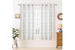 Simplebrand Landhausstil Gardinen Blickdicht Leinenfarbe Vintage Vorhänge Leinenoptik Jacquard Vorhang mit Ösen für Wohnzimmer, Lichtdurchlässig, Atmungsaktiv, Hält Frische Luft, 2er Set B140×H163cm