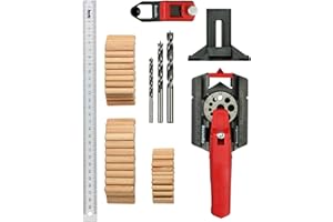 kwb Dübelhilfe/Dübellehre Set inkl. je 50 Dübel und 1 Bohrer 6, 8, 10 mm mit 30 cm, 3-12 mm Bohrlöcher inkl. Kernlochmaßen, Gerade Bohren in Holz, Metall, 153-teilig, Set mit Bohrern und Dübeln