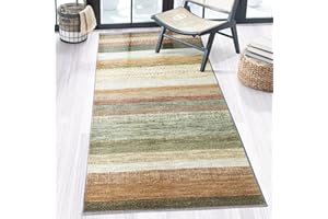 ‎FLOORDIREKT Floordirekt Teppich Läufer für Küche, Flur & Wohnraum - Teppichläufer auf Maß - Meterware - Flurteppich - Küchenläufer - Wohnzimmer Teppich (80 x 200 cm, Naxos - Beige-Rot)