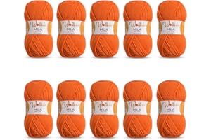 ‎WOLLIDU Wollidu Mila Garn zum Häkeln und Stricken 10 x 50g/133m Strickgarn 100% Polyacryl Häkelgarn Kürbis Orange