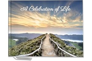 JC CLASSICS Funeral Memory Book | Condolence Book | Memorial Guest Book | Guest Book for Funeral Hardcover | Guestbook for Celebration of Life Memorial Service with Memory Table Card Sign (Mountain Top)