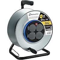 Electraline 94012, Kabeltrommel/Leertrommel Professional onhe Kabel für Metallbau 4 Steckdosen IP44 mit Kabelführung und…