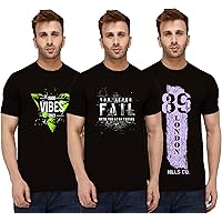 London Hills Men's Half Sleeve 100% Pure Cotton Casual Round Neck Printed Regular Fit Non-Shrinkable Multi-Colored T…