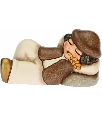 Thun Saldi Statuina Presepe Donna Che Lavora A Maglia THUN - Ceramica 6x5x8cm - Variante Rossa - Classica Thun Offerte