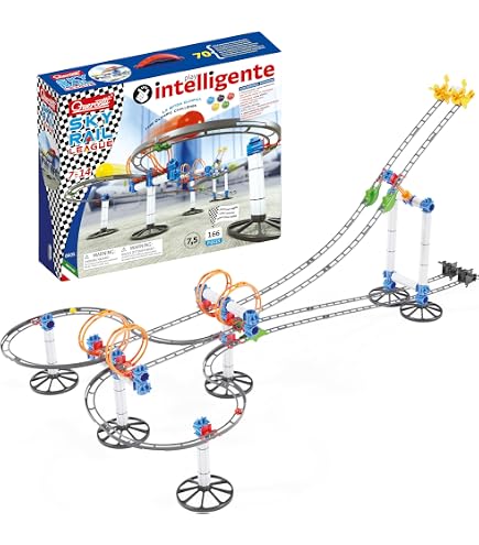 Circuit De Billes Géant Skyrail 4,5 M - Jeu De Construction STEM Enfant 6+ Ans - Parcours Aérien Suspendu - Fabriqué Italie