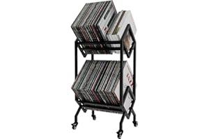 VEDECASA DJ Vinyl Record stojak do przechowywania, stojak do przechowywania z kółkami, łatwy do przenoszenia, przenośny album na książki, magazyn, biuro