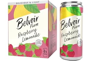 Belvoir Farm - Raspberry Lemonade, Delicious and Light, Real Fruity Taste, Crafted with Nature, Low in Sugar and Calories, Gluten Free, Suitable for Vegans & Vegetarians 4x330ml