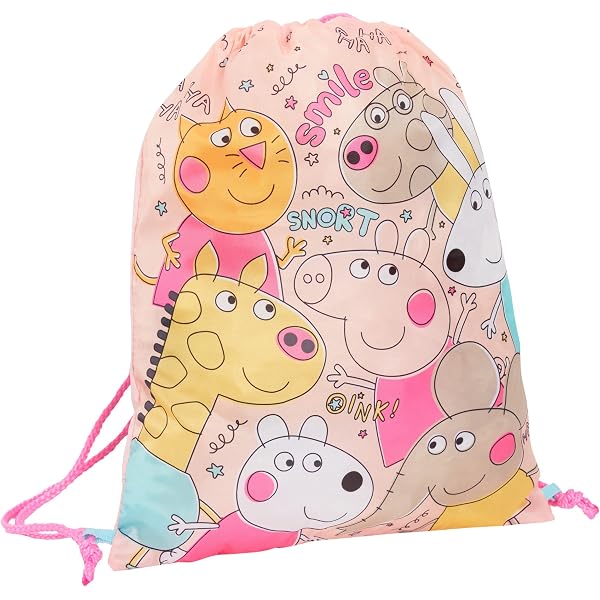 Peppa Pig Turnbeutel Für Kinder – Mit Kordelzug & Fronttasche, 40x30 Cm, Polyester, Schul- & Sporttasche