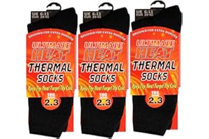 Heat Stoke®️ Pack of 3 Mens Thermal Plain Socks for Winter Thick Warm Fluffy Insulated Socks