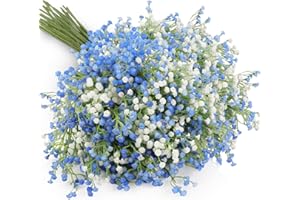 ‎N&T NIETING N&T NIETING Gypsophila Künstliche Blumen, 10 Stück Gypsophila Kunstblumen Schleierkraut Gefälschte Blumen Blumensträuße für Hochzeit Braut Party Home Decor (Blau&Weiß)