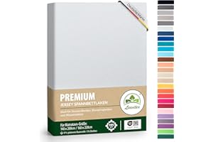 ‎LEEVITEX Premium Spannbettlaken, extra schwer und dick, 97% Mako-Jersey-Baumwolle und 3% Elasthan, auch Boxspringbett geeignet, 140 x 200-160 x 220 cm, Weiß