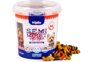 Frigera Semi-Moist Soft Treats Mini Mix Huesos (3) 500g – Snacks Blandas para Perros, Deliciosa Recompensa para el Entrenamiento y Entre Comidas, Producido en Bélgica