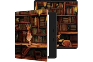 Ayotu Colorato Custodia per Kindle Oasis dispositivi di 10ª Generazione (Modello 2019) e 9ª Generazione (Modello 2017), Custodia Morbida a nido d'Ape Impermeabile con Auto Sveglia/Sonno,La Biblioteca