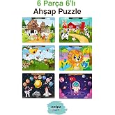 kutuTR &Ccedil;ocuklar İ&ccedil;in Eğitici Ve &Ouml;ğretici Ahşap 6 Par&ccedil;a 13x17 Renkli Puzzle 6'lı Set-603, 8692016027182