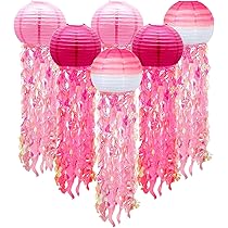 Lanterne Di Carta Medusa 6 Pezzi - Decorazioni Feste Tema Mare, 25cm Diametro, Colori Pastello, Appese - Foto 13