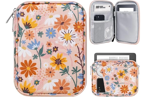 TiMOVO 6-7 Inch eReader Sleeve, Yellow Flower | Protective Cover Case with Pocket for Paperwhite/Colorsoft Signature Edition/Oasis & Kobo eReaders
