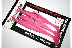 Sidewinder super solid 6"- 25grm sandeel lures Hot pink pack of 3