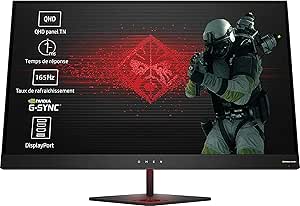 HP OMEN 27 (27 Zoll / QHD LED) Gaming Monitor (Nvidia G-Sync, HDMI, DisplayPort, 3 x USB 3.0, 1 x Audio Out, 2560 x 1440, 60 Hz, Reaktionszeit 1,8ms) schwarz