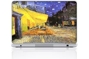 Meffort Inc 17 17.3 inch Laptop Skin Sticker Cover Art Decal Fits 16" 17" 18" 19" Notebook PC (Free Wrist Pad) - Vincent van Gogh Cafe Terrace at Night