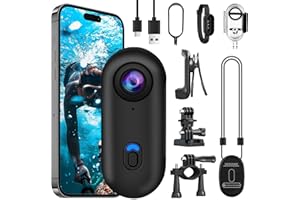 OBEST Mini Camara Acción 4K 360 Cámara Deportiva Casco Moto Bodycam POV Vlog Camera WiFi Magnético Impermeable, Action CAM Corporal Video Buceo Pequeña para Deportes Actividades al Aire Libre Negro