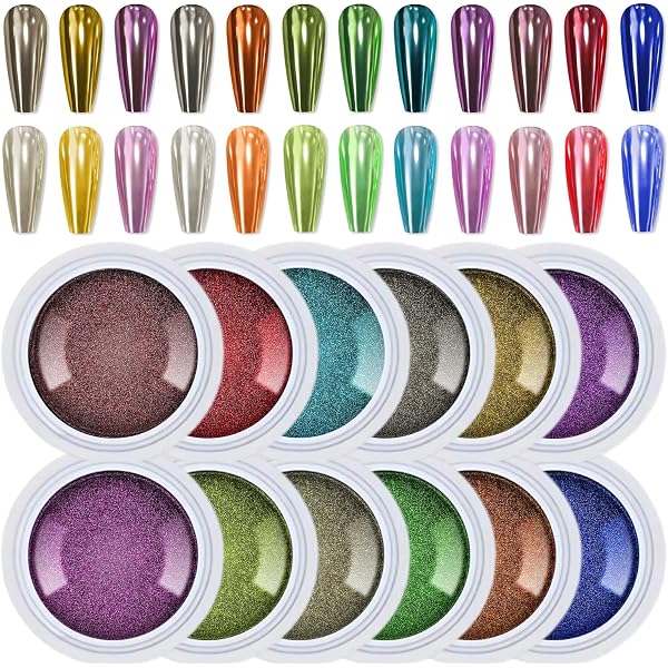Cisixin 6 Farben Chrom Glitzerpuder Für Nägel – Spiegel-Effekt Pigmente, Für Nail Art Design