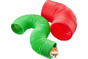 WEEWOODAY 2 Pieces Hamster Tunnel Small Animal Play Tube Extendable Playing Tunnel for Hamster Guinea Pigs Chinchillas Rats Dwarf Rabbits (Random Color, 10 cm and 15 cm)
