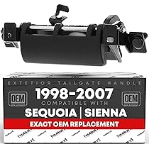 thumbnail image 2 of Tailgate Handle Assembly Replacement - Compatible With 2001-2007 Toyota Sequoia, 1998-2003 Sienna - Smooth Black, Plastic - OEM 69090-08010, 79600, TO1820100 2 of 14