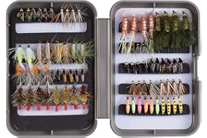 Bassdash Fly Fishing Flies Kit Fly Assortment Trout Fishing with Fly Box, 36/64/72/80/96pcs with Dry/Wet Flies, Nymphs, Streamers, Popper
