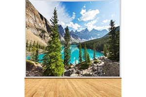 WYCIAN Wandtuch Wald Bäume, Wandteppich See Wandteppiche Berge Wandbehang Landschaft Wandteppich Alpen Tannenbaum Himmel Wolken Tapisserie Grün 200x200cm