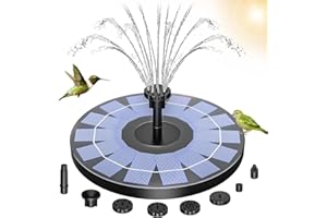AMZtime 2.5W Fontana Pompa Solare da Giardino, con 6 Ugelli, Acqua Galleggiante per Bagno per Uccelli, Laghetto, Decorazione e Piscina