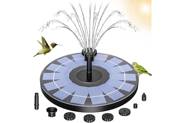 AMZtime Fontaine Solaire Extérieur Flottante 2.5W Pompe Bassin Solaire avec 6 Buses pour Bain d'oiseau, Étang, Piscine, Patio, Décoration de Jardin
