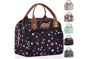 HOMESPON Insulated Lunch Bag for Women Men Work Adult Cool Bag Lunch Box Container Ladies Lunch Tote (Colourful Dots)