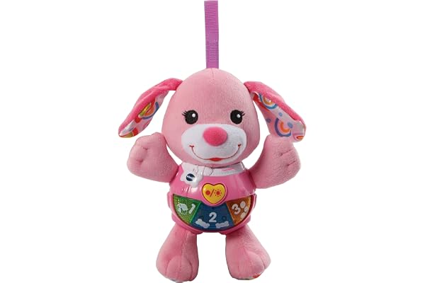 VTech - Chant' Toutou Rose, Peluche Chien Interactive, Hochet Bébé, Éveil Musical, Jouet Poussette, Siège Auto, Berceau et Parc Bébé, Cadeau de Naissance Bébé Dès 3 Mois - Contenu en Français