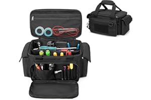 Rexmica Small Tool Organiser with Anti-friction and Thick Padded Bottom, Tactical Range Bag for Men, Multi-functional Work Bag for Repairman, Electrician, Carpenters, Black