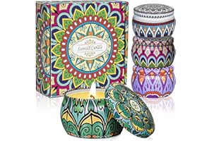 OSHINE Świece zapachowe Zestaw upominkowy do aromaterapii: 4 sztuki szałwii, lawendy, pomarańczy, róży duży rozmiar naturalny wosk sojowy świeca 125 ml podróżna puszka zapach relaksujący stres zapach dom