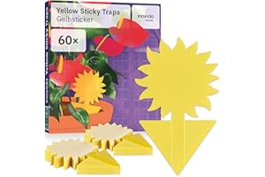 Pièges Jaunes Mouches du Terreau : 60 Pièges Jaunes Contre Les Mouches du Terreau pour Plantes d’Intérieur sans Insecticide – Lutter Contre Les Moucherons avec des Panneaux Jaunes – de Inovida