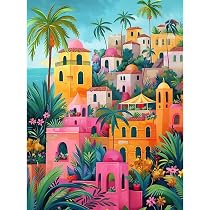 KEYIFA Montañas Pintar por Numeros Adultos, Paint by Number Kits con Pinceles y Pigmento Acrílico, DIY Pintura al óleo Colorear Lienzo Manualidades, Decoración del Hogar 30x40cm