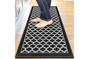 GOYLSER küchenläufer 66 x 150 cm,küchenteppich läufer waschbar rutschfest,Jacquard-Muster, schön und langlebig für Esszimmer, Küche, läufer Flur(Schwarz)