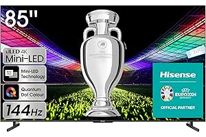 Hisense 85 inch Smart TV 85U7KQ MiniLED QLED 4K UHD, Dolby Vision Atmos, Hi View Engine, AI MEMC Sport Mode, HDR, VIDAA with Youtube, Netflix, Disney+, Channel