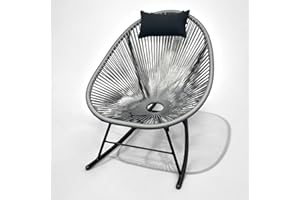 DIRECT FURNITURE DEALS Modern Vibrant Coloured Rocking Chair with Cushion. Indoor/Outdoor Lounge Chair for Garden, Patio, Porch and Decking. Banana (Yellow), Raspberry (Pink), Orange, Black, Brown & Grey (Grey)