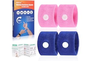 MEIYYJ Bandas de mareo de viaje para adultos, bandas de mareo para niños, crucero, viajes, esenciales, pulseras antienfermedades para mujeres embarazadas, 2 pares (rosa, azul)