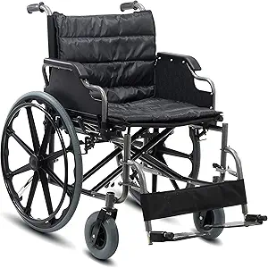 KosmoCare Deluxe Heavy Duty Premium Foldable Wheelchair Ideal for Heavy Patients