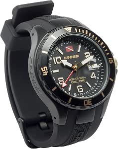 Cressi Traveller Dual Time Orologio Professionale Subacqueo 200m/20ATM,  Unisex, Nero/Oro/Nero : Amazon.it: Orologi