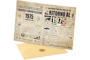joyoldelf Biglietto Auguri Compleanno 50 Anni - Personalizzata Idea Regalo Compleanno Originale per Uomo e Donne, Biglietti di Auguri Vintage con Busta per Mamma, Papà, Amico, Famiglia,Nonno(1975)
