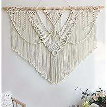 Emisland Macramé Tenture Murale Grande Tapisserie Tissée Boho Chic Avec