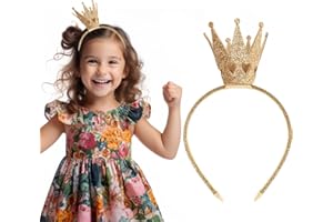 FUKPO Prinzessin Krone Gold, Haarreif für Kinder, Damen und Erwachsene, Geburtstag und Fasching