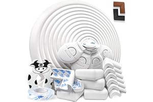 DEASANA® Paraspigoli per Bambini In Gomma 7,5 METRI Protezione Inclusi 12 Angolari Per Spigoli Kit Sicurezza Casa Rotolo Paracolpi, 4 Chiusure Blocca Cassetti, 1 Fermaporta, Certificato [Bianco]